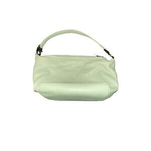 Kenneth Cole New York Small Cream Colored Soft Leather Y2K Shoulder Bag Silver